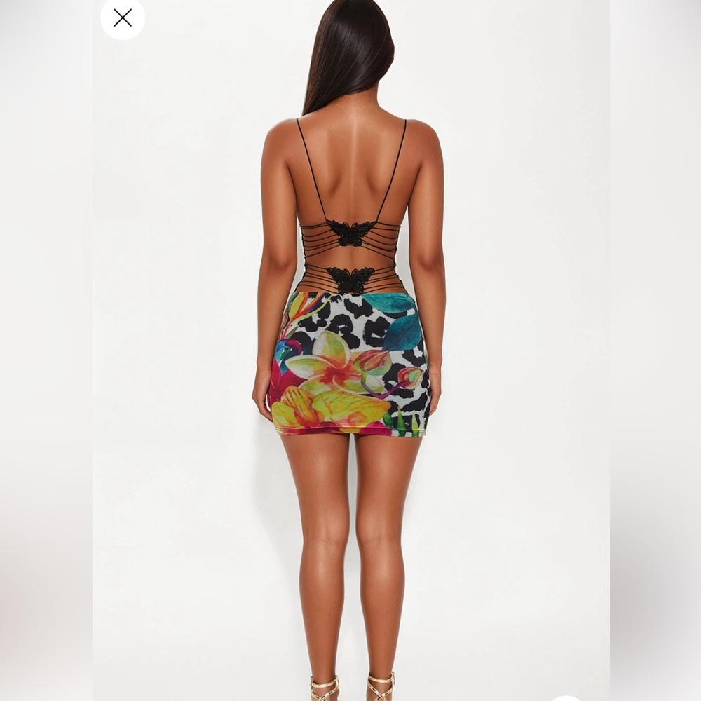 Multicolor Mariposa Floral Print Mesh Mini Bodycon Slip Dress by Fashion Nova - Picture 4 of 7